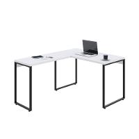 Mesa Em L Kuadra Office 120x150x75cm Branco Chess - Est.preta Branco Chess - Est.preta