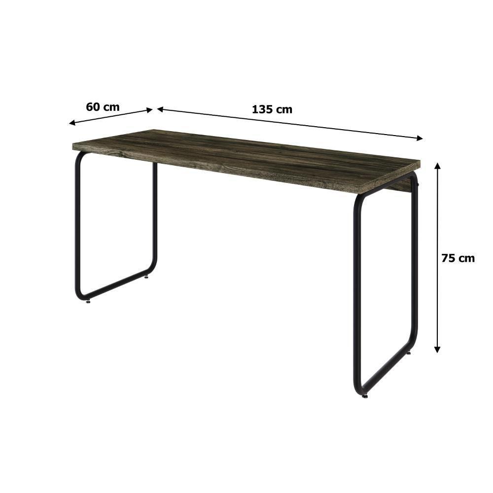 Mesa Office 135x60x75cm Round Carvalho Dark - Est.preta Carvalho Dark - Est.preta - 7