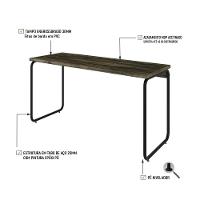 Mesa Office 135x60x75cm Round Carvalho Dark - Est.preta Carvalho Dark - Est.preta - 3