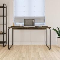 Mesa Office 135x60x75cm Round Carvalho Dark - Est.preta Carvalho Dark - Est.preta