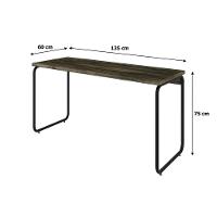 Mesa Office 135x60x75cm Round Carvalho Dark - Est.preta Carvalho Dark - Est.preta - 7