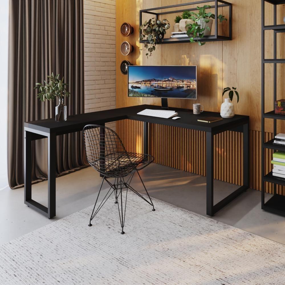 Mesa Em L Diretor 150x160x75cm Yon Preto Tx-est.preta Preto Tx-est.preta - 2