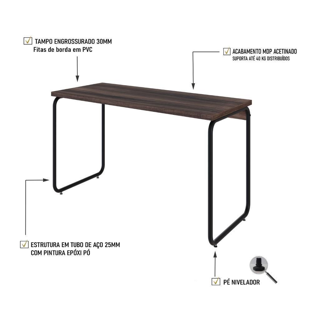 Mesa Office 120x60x75cm Round Nogal - Est.preta Nogal - Est.preta - 3