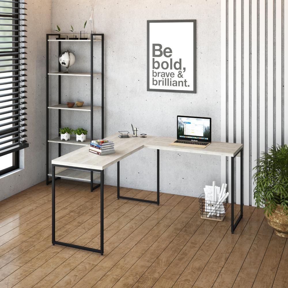 Mesa Em L Dynamica Office 135x140x75cm Snow - Est.preta Snow - Est.preta - 2