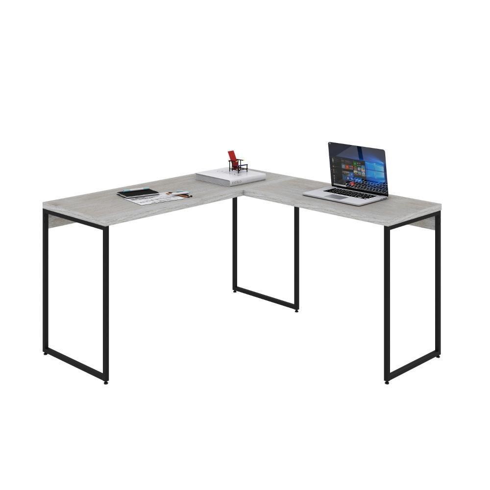 Mesa Em L Dynamica Office 135x140x75cm Snow - Est.preta Snow - Est.preta - 4