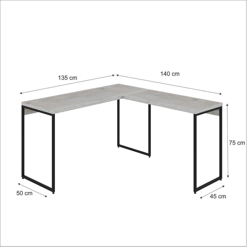 Mesa Em L Dynamica Office 135x140x75cm Snow - Est.preta Snow - Est.preta - 5