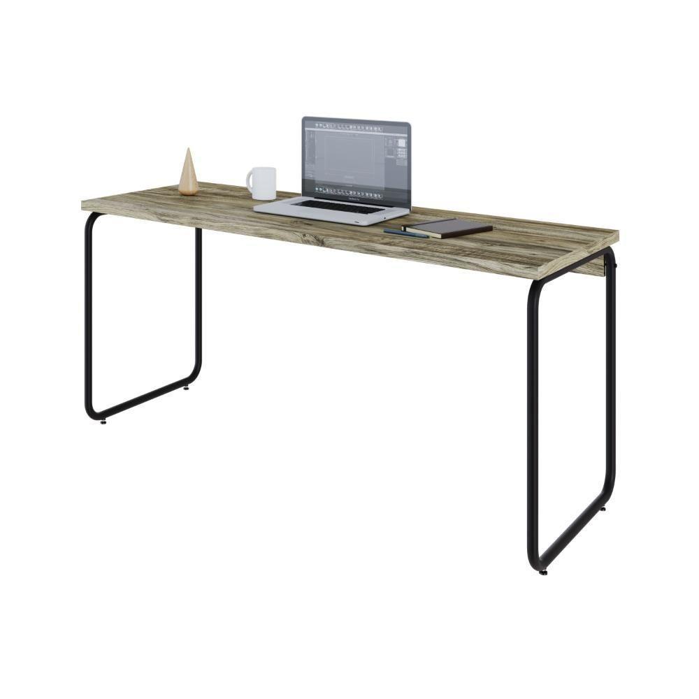 Mesa Office 150x60x75cm Round Carvalho - Est.preta Carvalho - Est.preta - 5