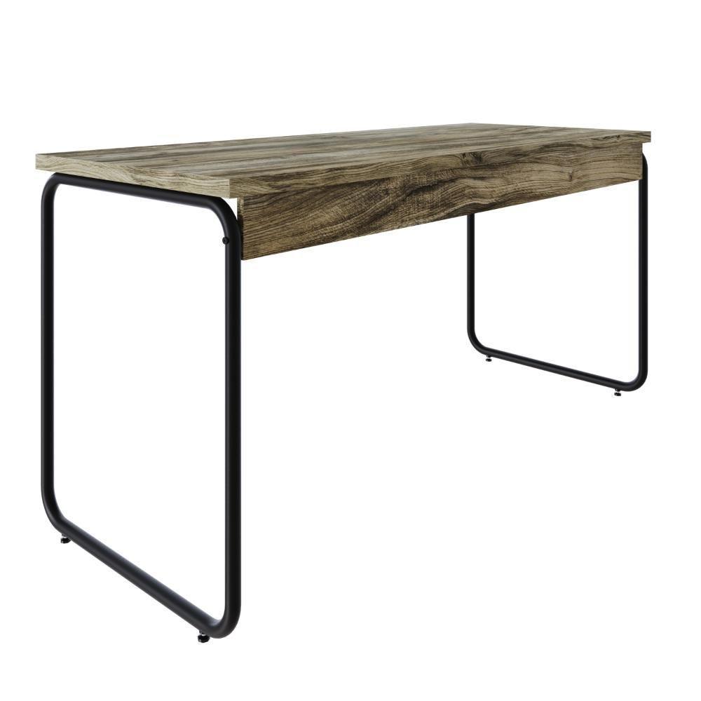 Mesa Office 150x60x75cm Round Carvalho - Est.preta Carvalho - Est.preta - 6