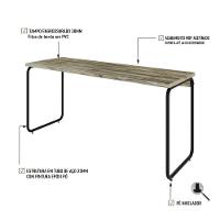 Mesa Office 150x60x75cm Round Carvalho - Est.preta Carvalho - Est.preta - 3