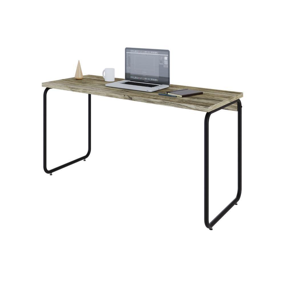 Mesa Office 135x60x75cm Round Carvalho - Est.preta Carvalho - Est.preta - 5