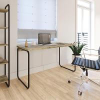 Mesa Office 135x60x75cm Round Carvalho - Est.preta Carvalho - Est.preta - 2