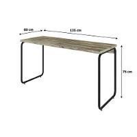 Mesa Office 135x60x75cm Round Carvalho - Est.preta Carvalho - Est.preta - 7