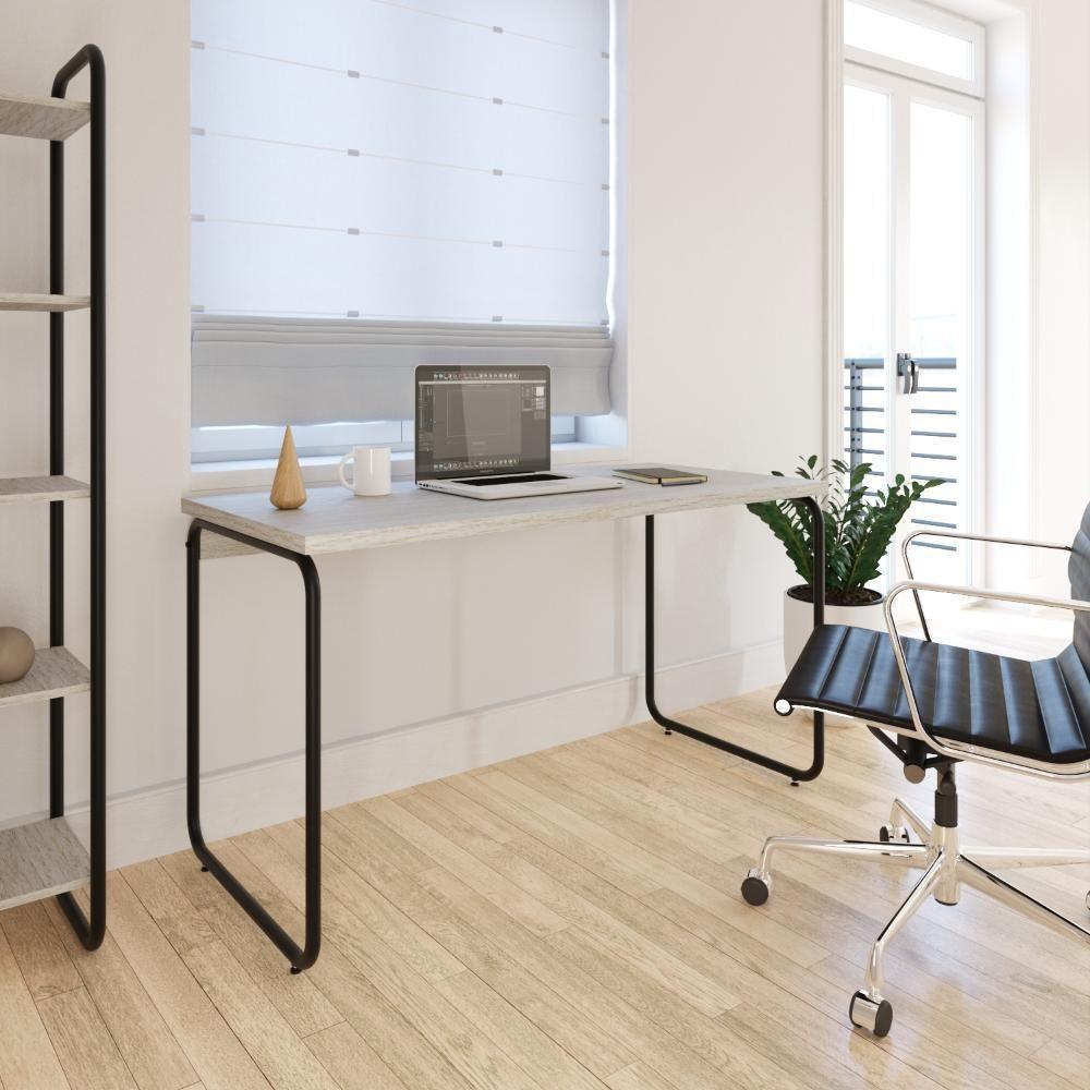 Mesa Office 135x60x75cm Round Snow - Est.preta Snow - Est.preta - 2