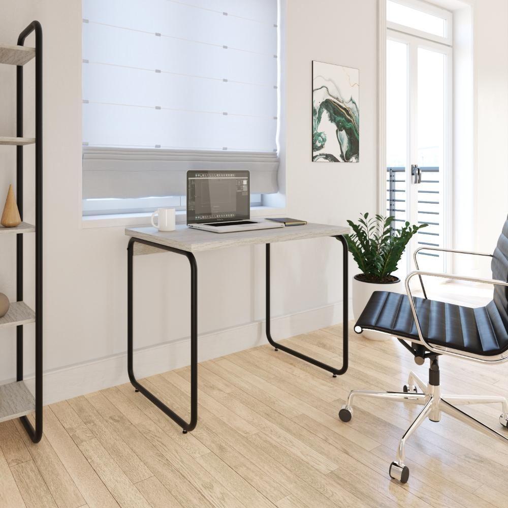 Mesa Office 90x60x75cm Round Snow - Est.preta Snow - Est.preta - 5