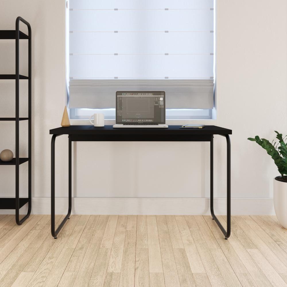 Mesa Office 120x60x75cm Round Preto ônix - Est.preta Preto ônix - Est.preta - 4