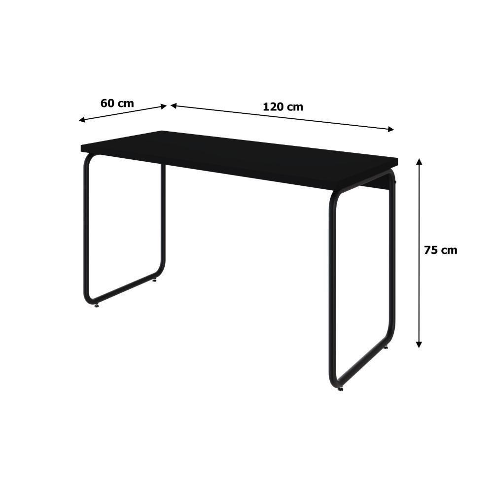 Mesa Office 120x60x75cm Round Preto ônix - Est.preta Preto ônix - Est.preta - 7