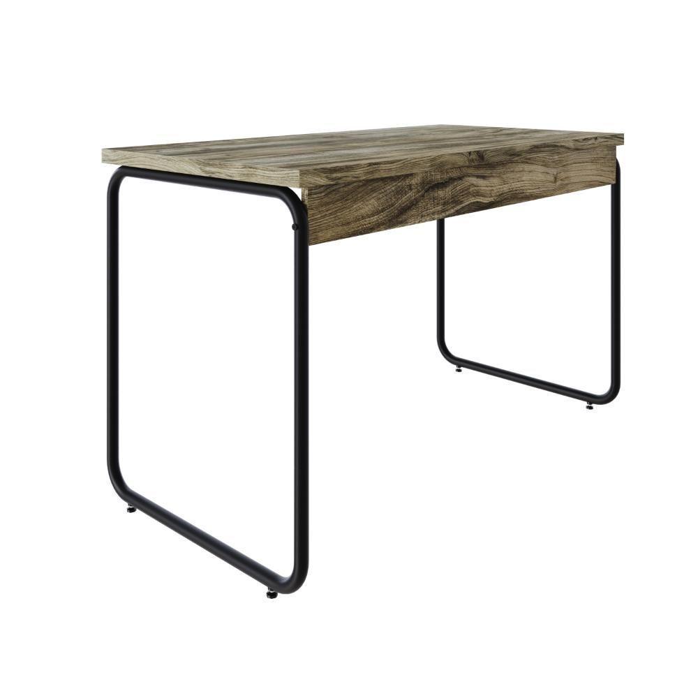 Mesa Office 120x60x75cm Round Carvalho - Est.preta Carvalho - Est.preta - 6