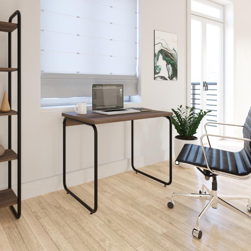 Mesa Office 90x60x75cm Round Nogal - Est.preta Nogal - Est.preta - 2