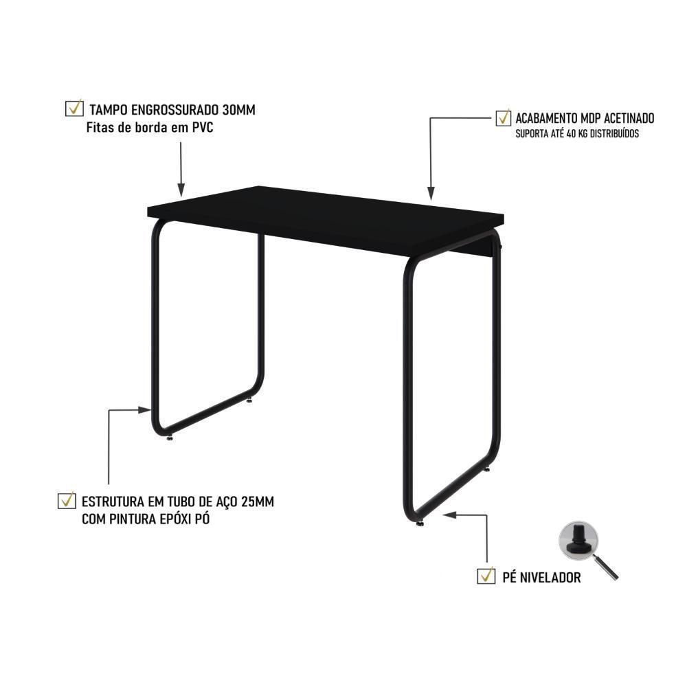 Mesa Office 90x60x75cm Round Preto ônix - Est.preta Preto ônix - Est.preta - 3