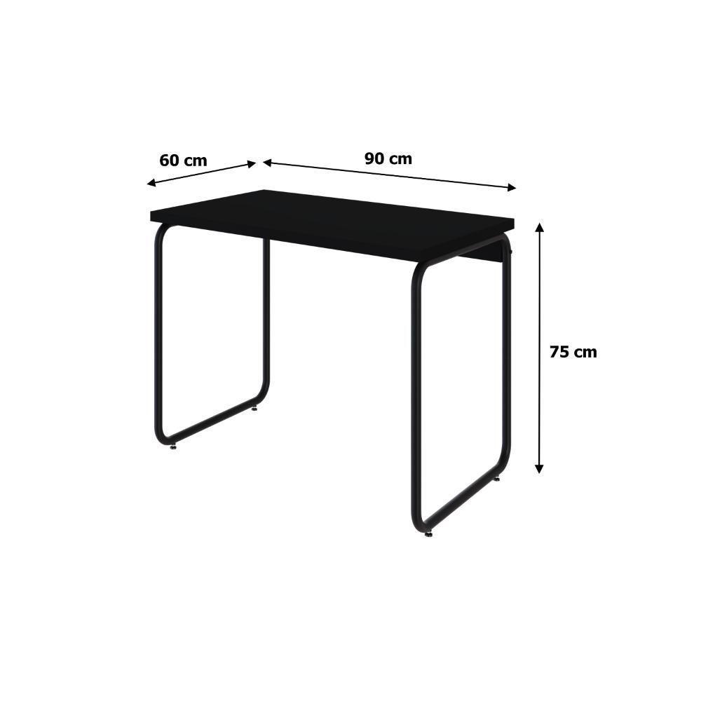 Mesa Office 90x60x75cm Round Preto ônix - Est.preta Preto ônix - Est.preta - 7