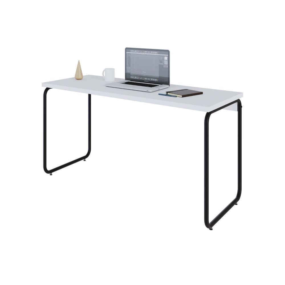 Mesa Office 135x60x75cm Round Branco Chess - Est.preta Branco Chess - Est.preta - 5