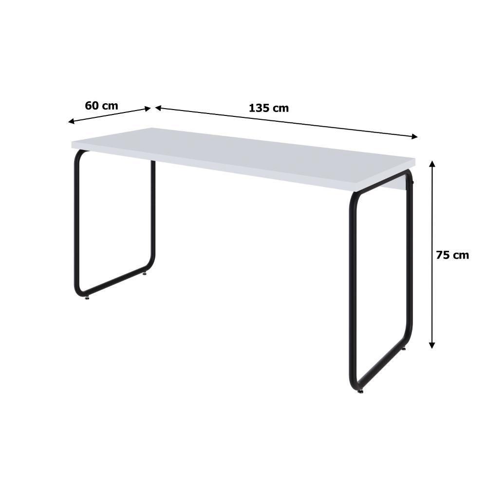 Mesa Office 135x60x75cm Round Branco Chess - Est.preta Branco Chess - Est.preta - 7