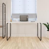 Mesa Office 135x60x75cm Round Branco Chess - Est.preta Branco Chess - Est.preta