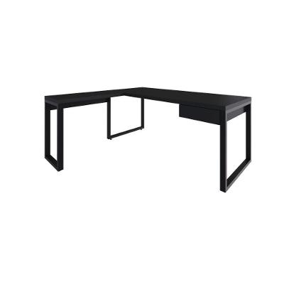 Mesa Em L Presidente C-01 Gav. 190x160x75cm Yon Preto Tx-est.preta Preto Tx-est.preta