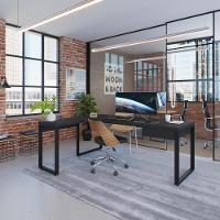 Mesa Em L Presidente C-01 Gav. 190x160x75cm Yon Preto Tx-est.preta Preto Tx-est.preta