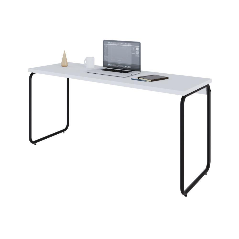 Mesa Office 150x60x75cm Round Branco Chess - Est.preta Branco Chess - Est.preta - 5