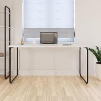 Mesa Office 150x60x75cm Round Branco Chess - Est.preta Branco Chess - Est.preta