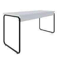 Mesa Office 150x60x75cm Round Branco Chess - Est.preta Branco Chess - Est.preta - 6