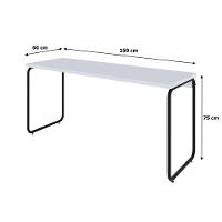 Mesa Office 150x60x75cm Round Branco Chess - Est.preta Branco Chess - Est.preta - 7