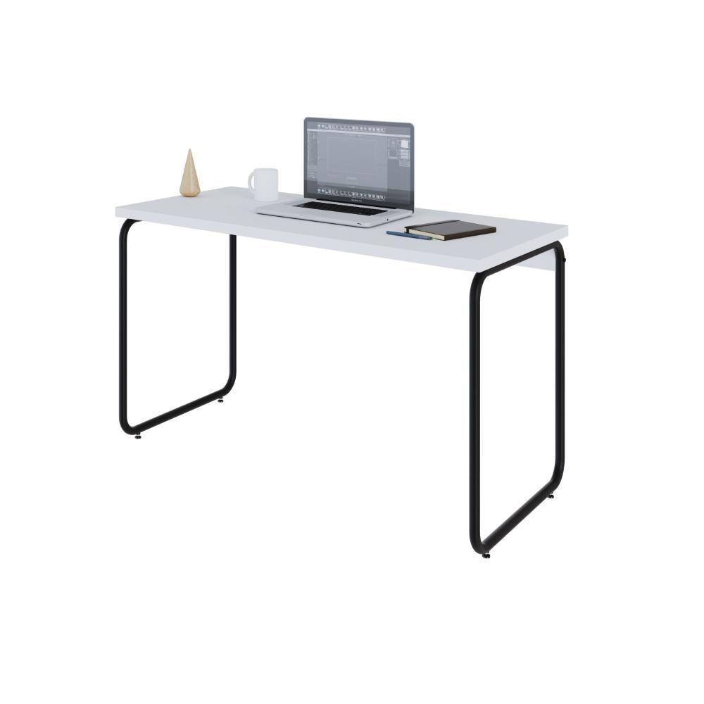 Mesa Office 120x60x75cm Round Branco Chess - Est.preta Branco Chess - Est.preta - 5