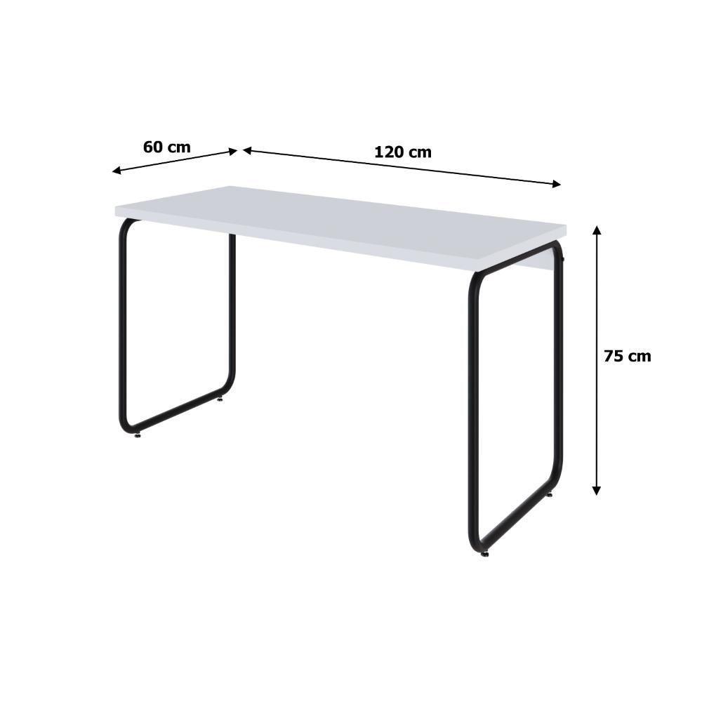 Mesa Office 120x60x75cm Round Branco Chess - Est.preta Branco Chess - Est.preta - 7
