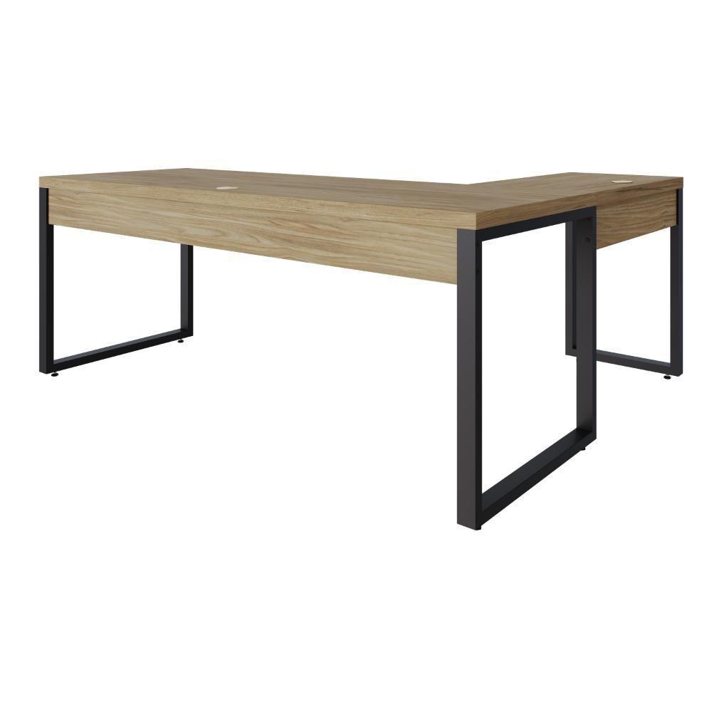 Mesa Em L Presidente C-01 Gav. 190x160x75cm Yon Vermont Oak-est.preta Vermont Oak-est.preta - 6