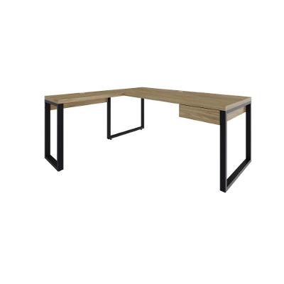Mesa Em L Presidente C-01 Gav. 190x160x75cm Yon Vermont Oak-est.preta Vermont Oak-est.preta