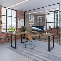 Mesa Em L Presidente C-01 Gav. 190x160x75cm Yon Vermont Oak-est.preta Vermont Oak-est.preta