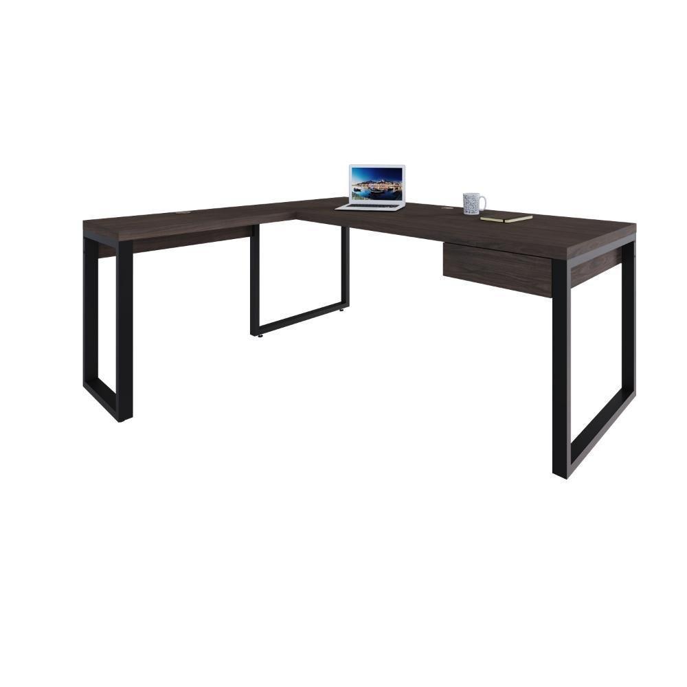 Mesa Em L Presidente C-01 Gav. 190x160x75cm Yon Terracota-est.preta Terracota-est.preta - 5