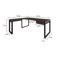 Mesa Em L Presidente C-01 Gav. 190x160x75cm Yon Terracota-est.preta Terracota-est.preta - 3