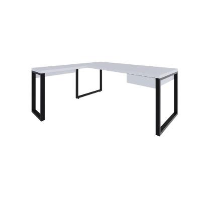 Mesa Em L Presidente C-01 Gav. 190x160x75cm Yon Branco Tx-est.preta Branco Tx-est.preta