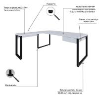 Mesa Em L Presidente C-01 Gav. 190x160x75cm Yon Branco Tx-est.preta Branco Tx-est.preta