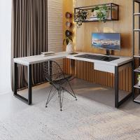 Mesa Em L Presidente C-01 Gav. 190x160x75cm Yon Branco Tx-est.preta Branco Tx-est.preta - 7