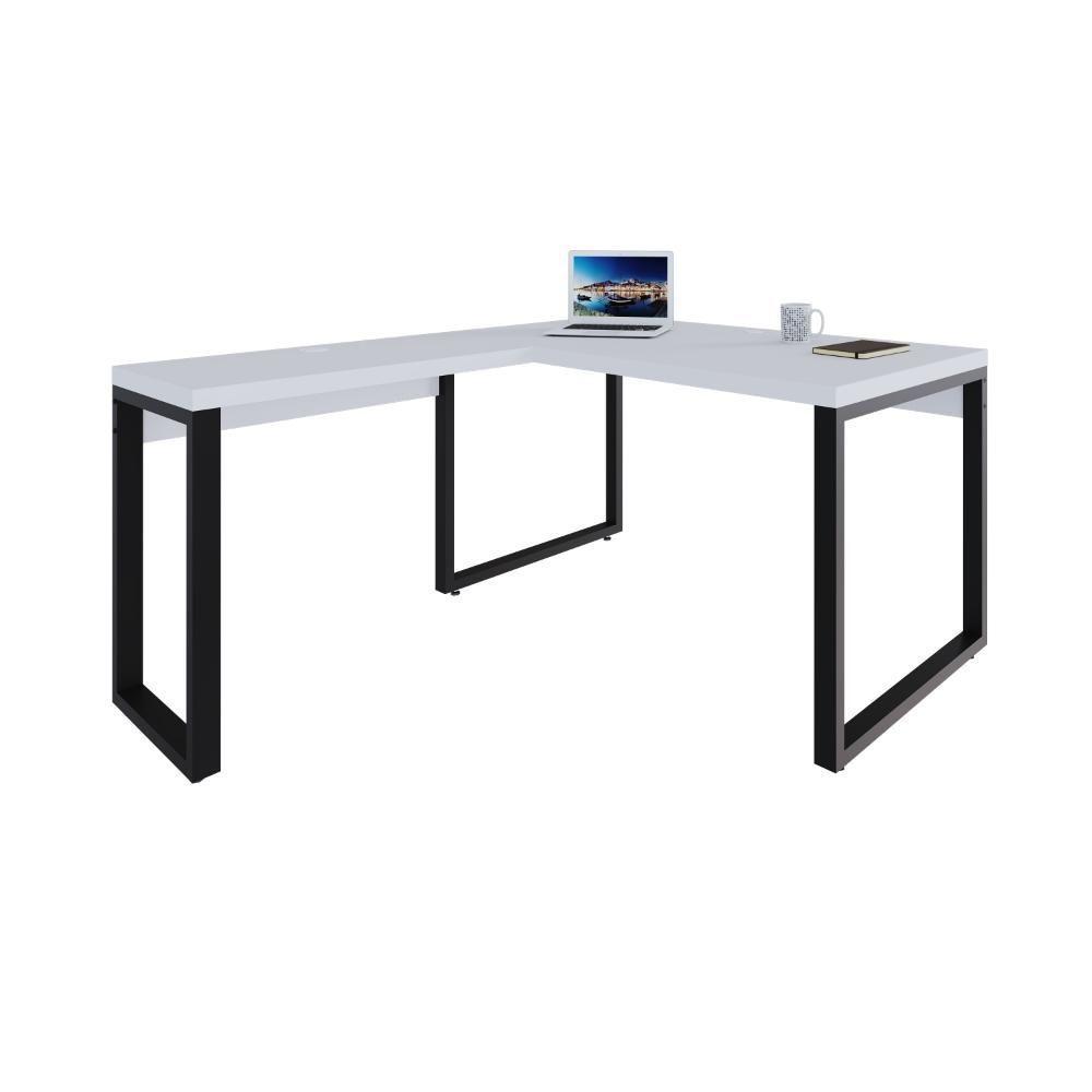 Mesa Em L Operacional 135x160x75cm Yon Branco Tx-est.preta Branco Tx-est.preta - 5