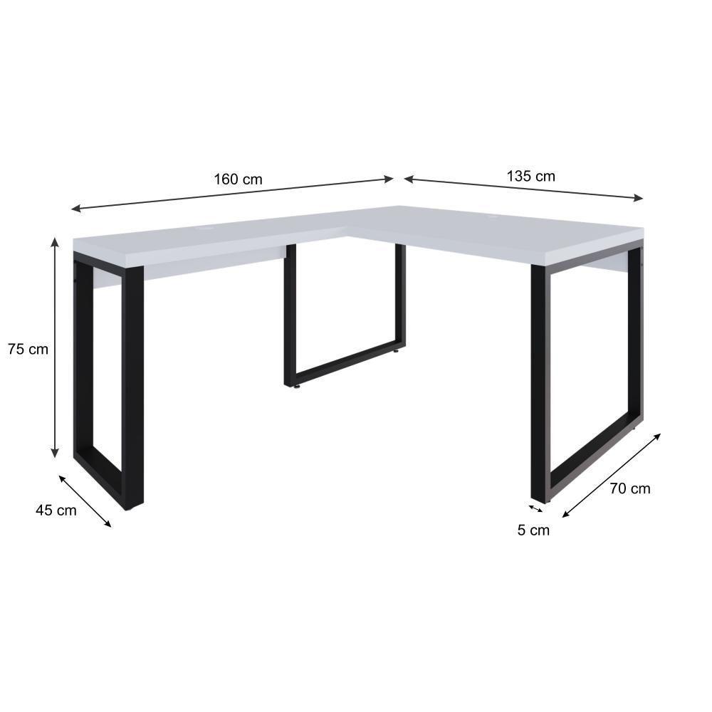 Mesa Em L Operacional 135x160x75cm Yon Branco Tx-est.preta Branco Tx-est.preta - 7