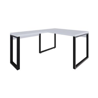 Mesa Em L Operacional 135x160x75cm Yon Branco Tx-est.preta Branco Tx-est.preta