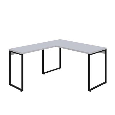 Mesa Em L Kuadra Office 135x150x75cm Branco Chess - Est.preta Branco Chess - Est.preta