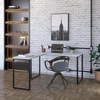 Mesa Em L Kuadra Office 135x150x75cm Branco Chess - Est.preta Branco Chess - Est.preta - 2