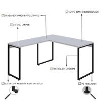 Mesa Em L Kuadra Office 135x150x75cm Branco Chess - Est.preta Branco Chess - Est.preta - 3