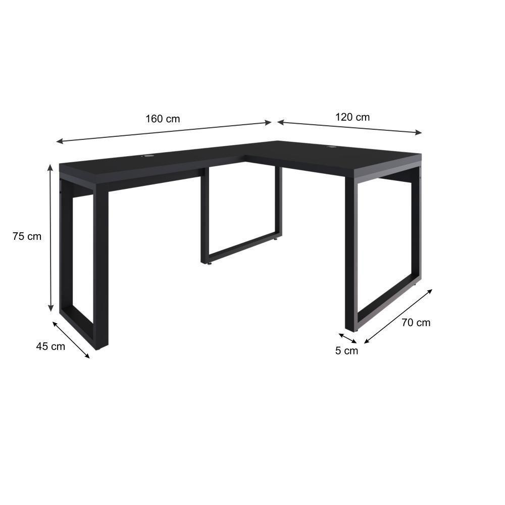 Mesa Em L Operacional 120x160x75cm Yon Preto Tx-est.preta Preto Tx-est.preta - 2
